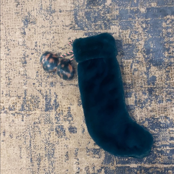Anthropologie Plush Teal Christmas Stocking - Picture 2 of 4